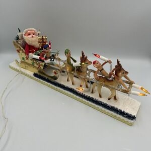 Vintage Twinkle Glow Electric Santa Sleigh Decoration With Original Box